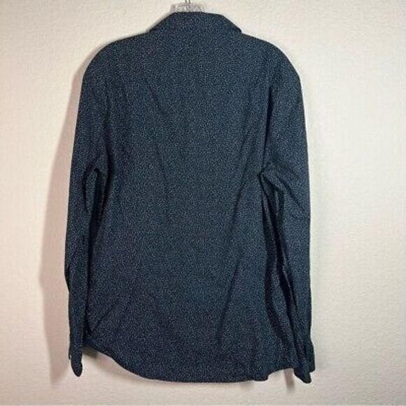H&M Womens Navy Polka Printed Button Up Shirt Slim Fit Long‎ Sleeve Size Large - Picture 6 of 6